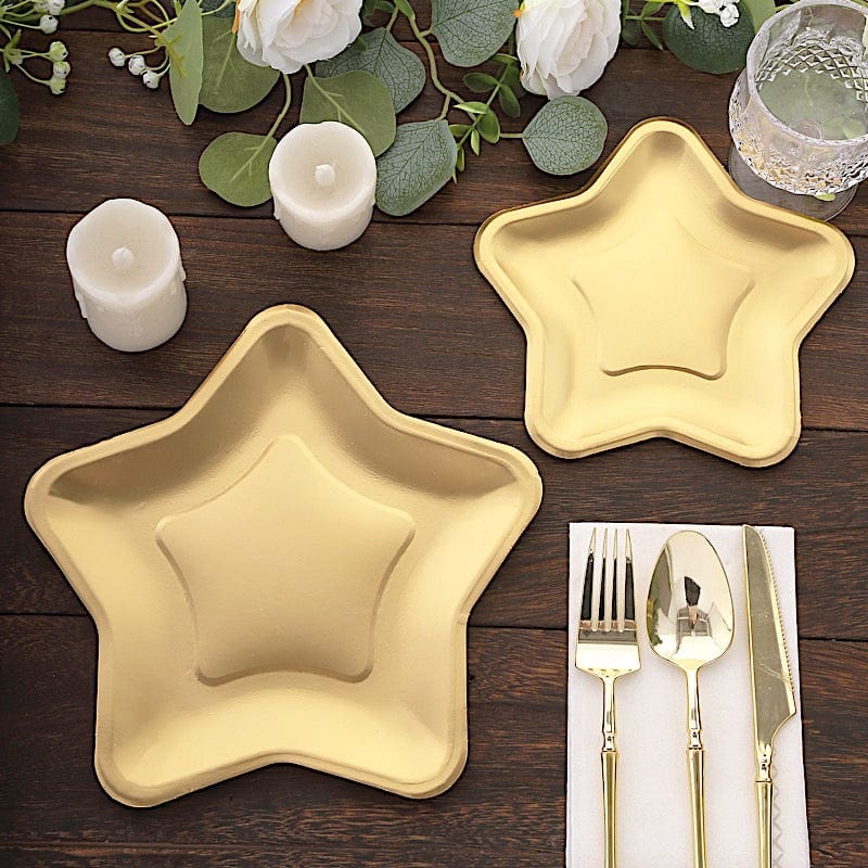 25 Star Shaped Dessert Appetizer Paper Plates - Gold