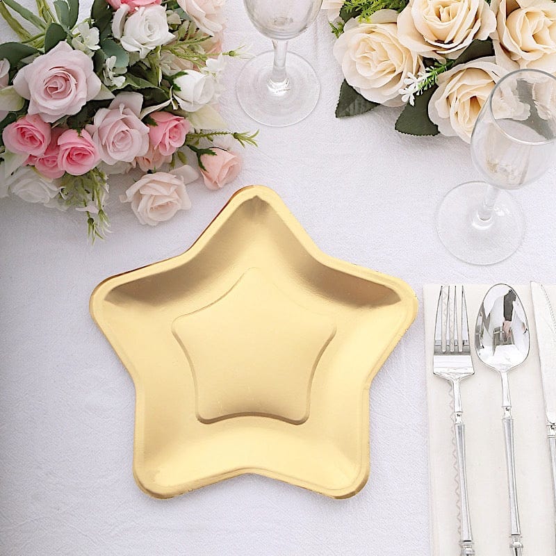 25 Star Shaped Dessert Appetizer Paper Plates - Gold