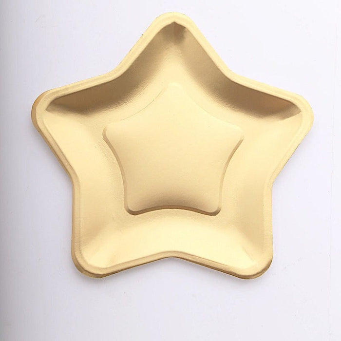 25 Star Shaped Dessert Appetizer Paper Plates - Gold DSP_PPSTR0001_9_GOLD