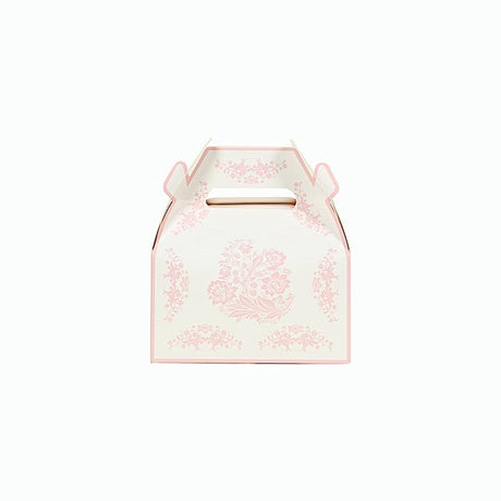 25 Tote Favor Boxes Floral Printed Gift Holders BOX_6X5_TOTE04_FLOR01_PINK
