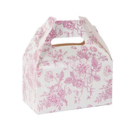 25 Tote Favor Boxes Floral Printed Gift Holders BOX_6X5_TOTE04_FLOR23_PINK