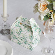 25 Tote Favor Boxes Floral Printed Gift Holders - White