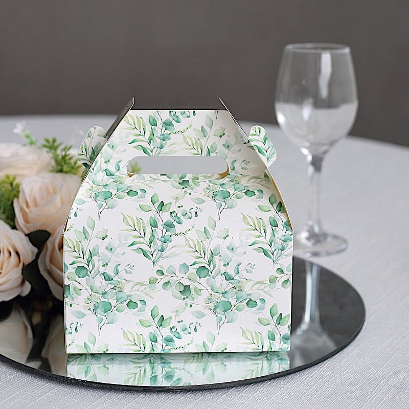 25 Tote Favor Boxes Floral Printed Gift Holders - White