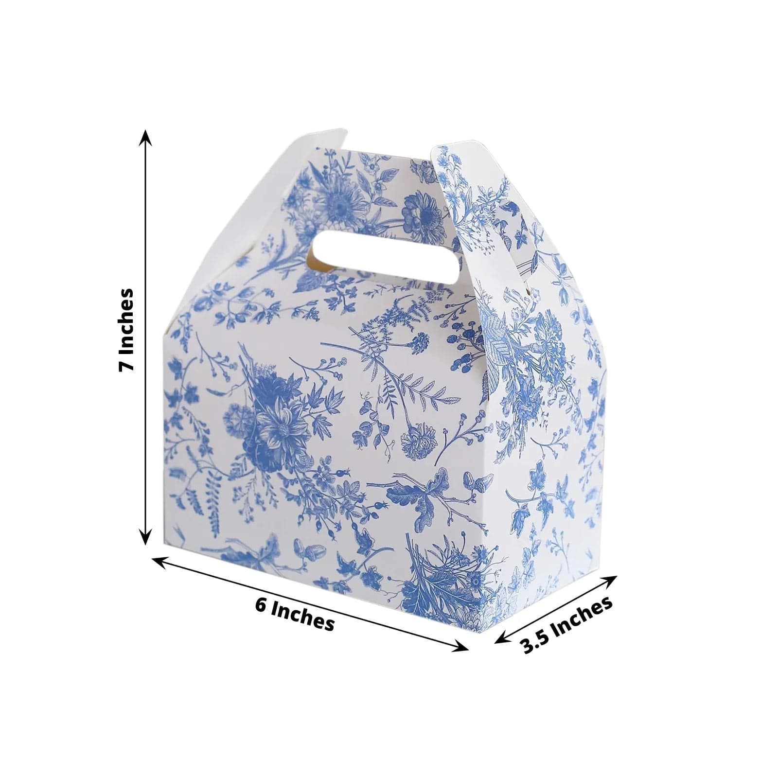 25 Tote Favor Boxes Floral Printed Gift Holders - White