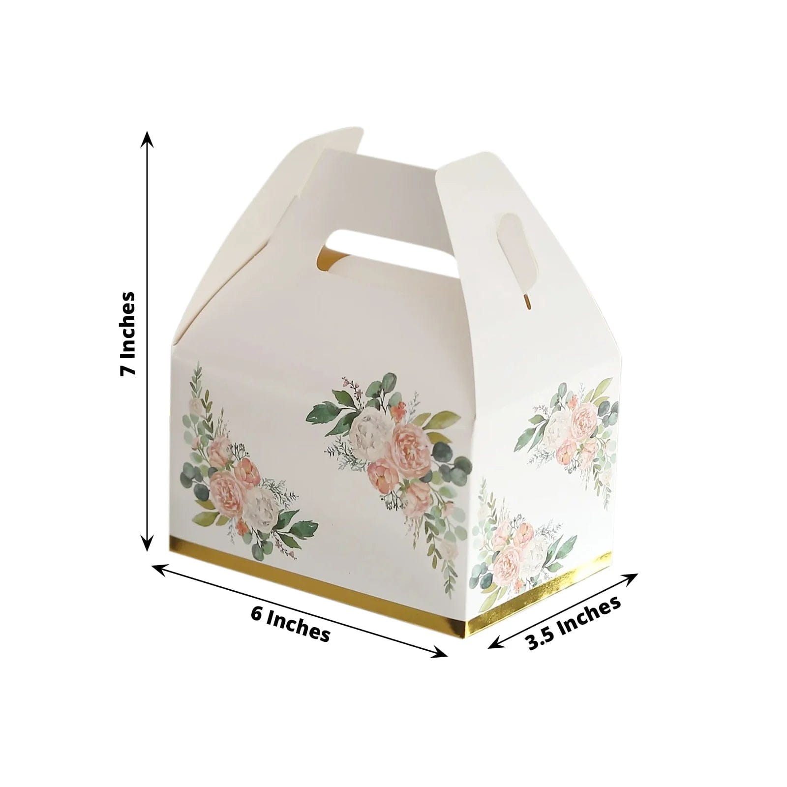 25 Tote Favor Boxes Floral Printed Gift Holders - White