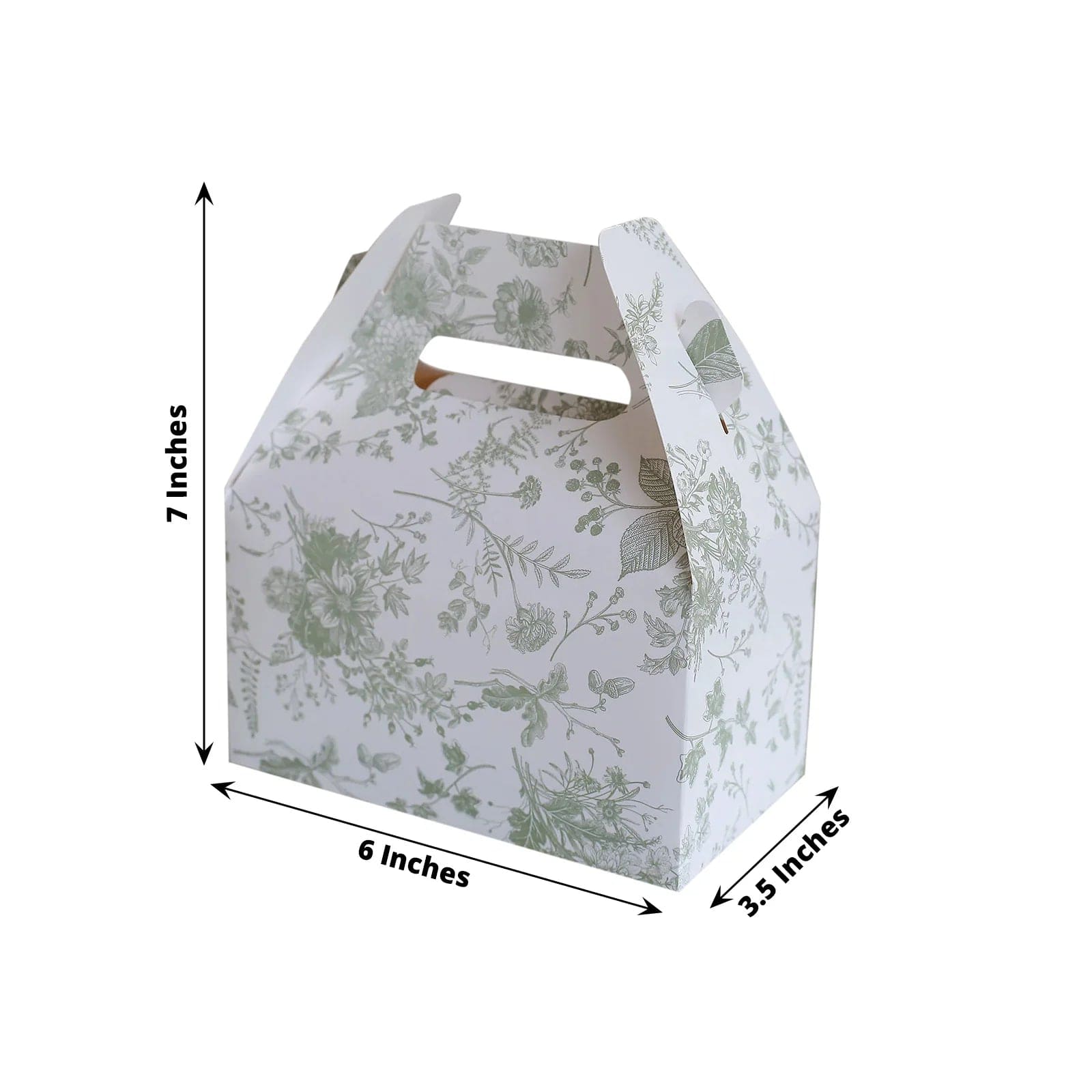 25 Tote Favor Boxes Floral Printed Gift Holders - White