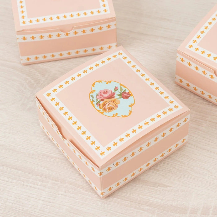 25 Vintage Rose Floral Party Favor Boxes