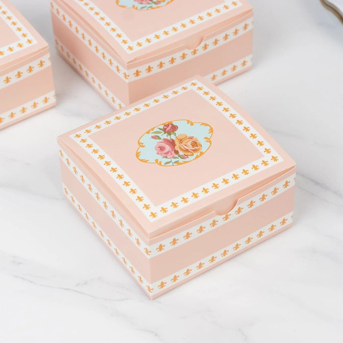 25 Vintage Rose Floral Party Favor Boxes