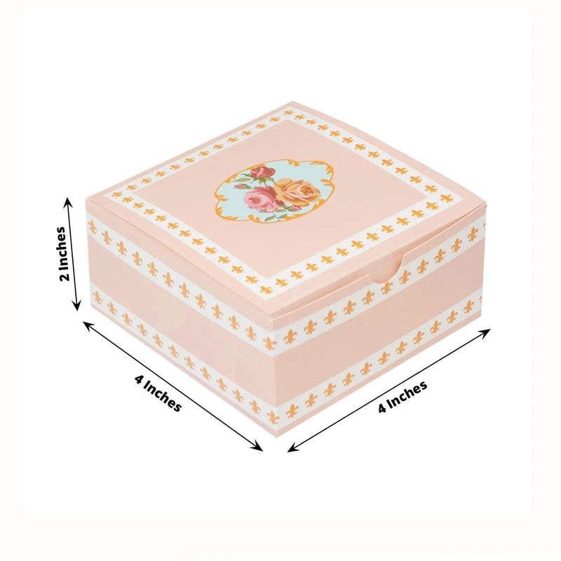 25 Vintage Rose Floral Party Favor Boxes