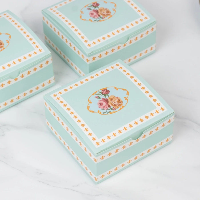 25 Vintage Rose Floral Party Favor Boxes