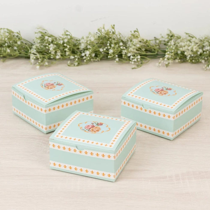 25 Vintage Rose Floral Party Favor Boxes