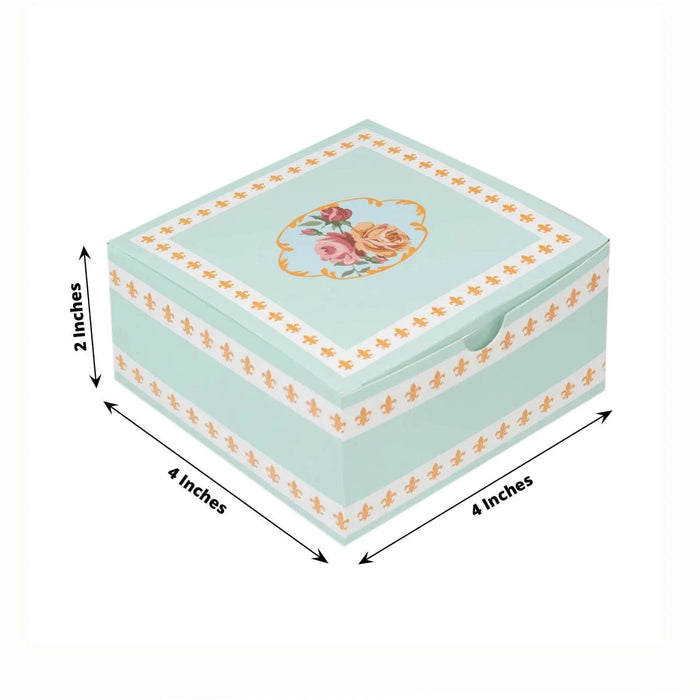 25 Vintage Rose Floral Party Favor Boxes