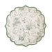 25 White and Sage Green Floral Leaf Print Paper Plates with Scalloped Rim - Disposable Tableware DSP_PPR0022_8_SAGE