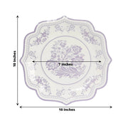 25 White Paper Dinner Plates with Blue Floral Print and Scalloped Rim - Disposable Tableware