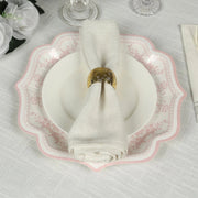 25 White Paper Dinner Plates with Blue Floral Print and Scalloped Rim - Disposable Tableware