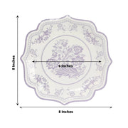 25 White Paper Dinner Plates with Blue Floral Print and Scalloped Rim - Disposable Tableware