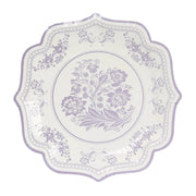25 White Paper Dinner Plates with Blue Floral Print and Scalloped Rim - Disposable Tableware DSP_PPR0016_10_LAV