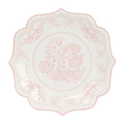 25 White Paper Dinner Plates with Blue Floral Print and Scalloped Rim - Disposable Tableware DSP_PPR0016_10_PINK