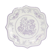 25 White Paper Dinner Plates with Blue Floral Print and Scalloped Rim - Disposable Tableware DSP_PPR0016_8_LAV