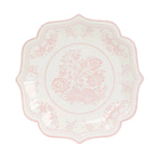 25 White Paper Dinner Plates with Blue Floral Print and Scalloped Rim - Disposable Tableware DSP_PPR0016_8_PINK