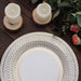 25 White with Gold Porcelain Design Round Paper Plates - Disposable Tableware