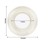 25 White with Gold Porcelain Design Round Paper Plates - Disposable Tableware