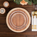 25 Wood Grain Print Paper Dessert Plates with Floral Lace Rim - White Brown