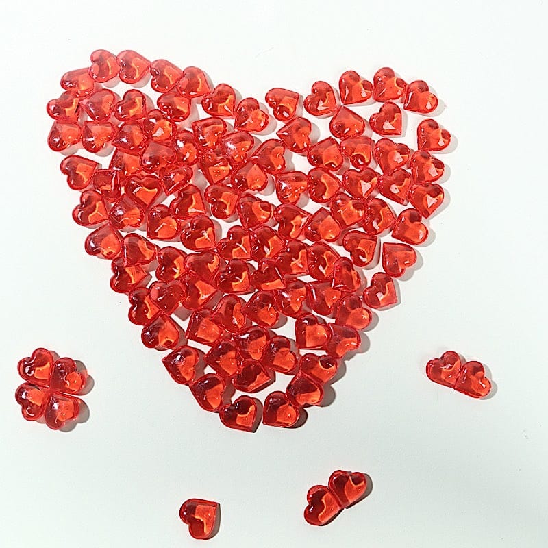 250 Acrylic Heart Diamond Gems Vase Fillers - Red ICE_HRT_RED