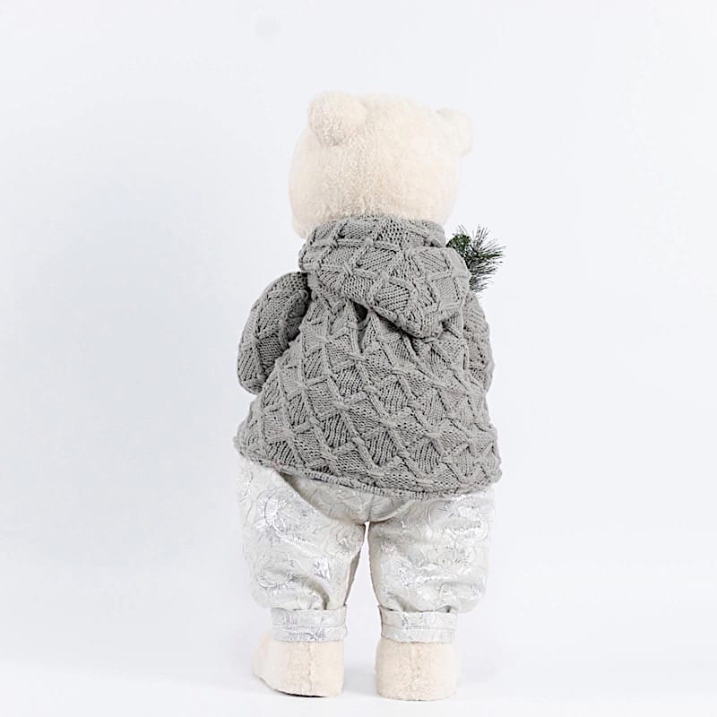 28" Boy Plush Teddy Bear Christmas Figurine with Knit Jackets