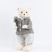 28" Boy Plush Teddy Bear Christmas Figurine with Knit Jackets
