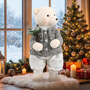 28" Boy Plush Teddy Bear Christmas Figurine with Knit Jackets
