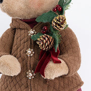 28" Boy Plush Teddy Bear Christmas Figurine with Knit Jackets