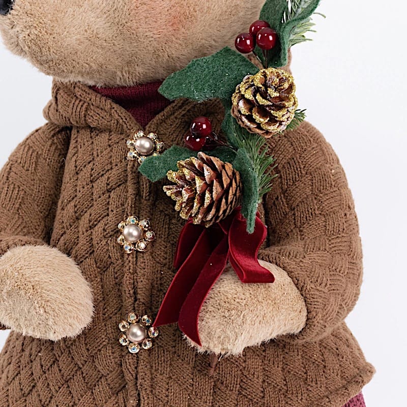 28" Boy Plush Teddy Bear Christmas Figurine with Knit Jackets
