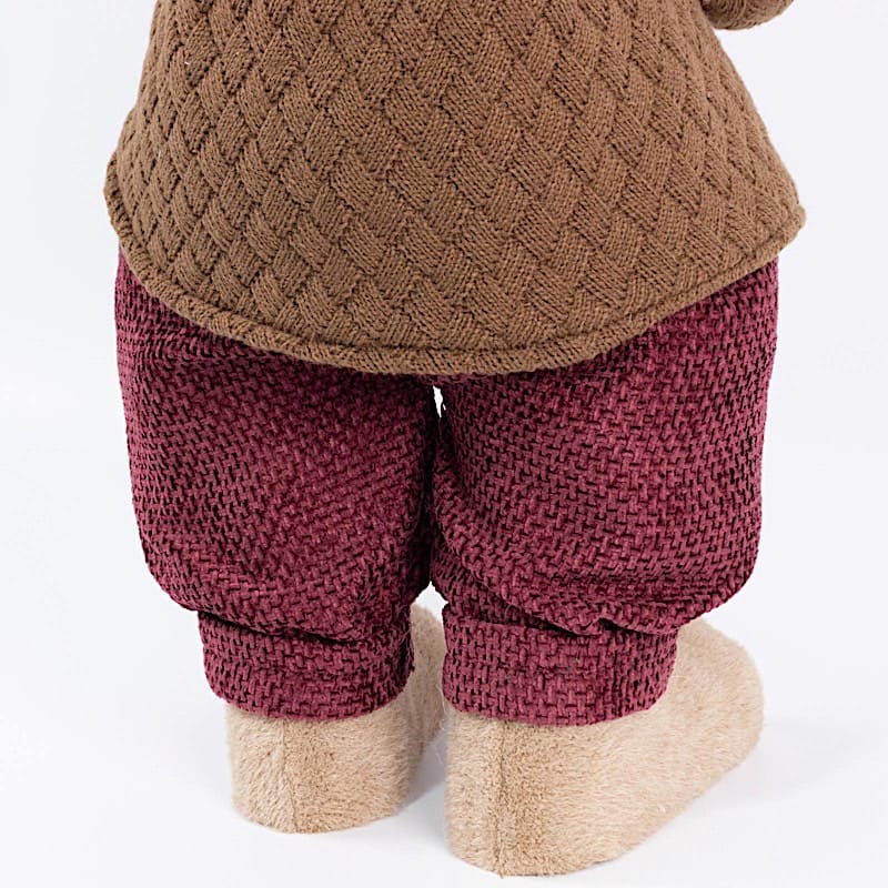 28" Boy Plush Teddy Bear Christmas Figurine with Knit Jackets