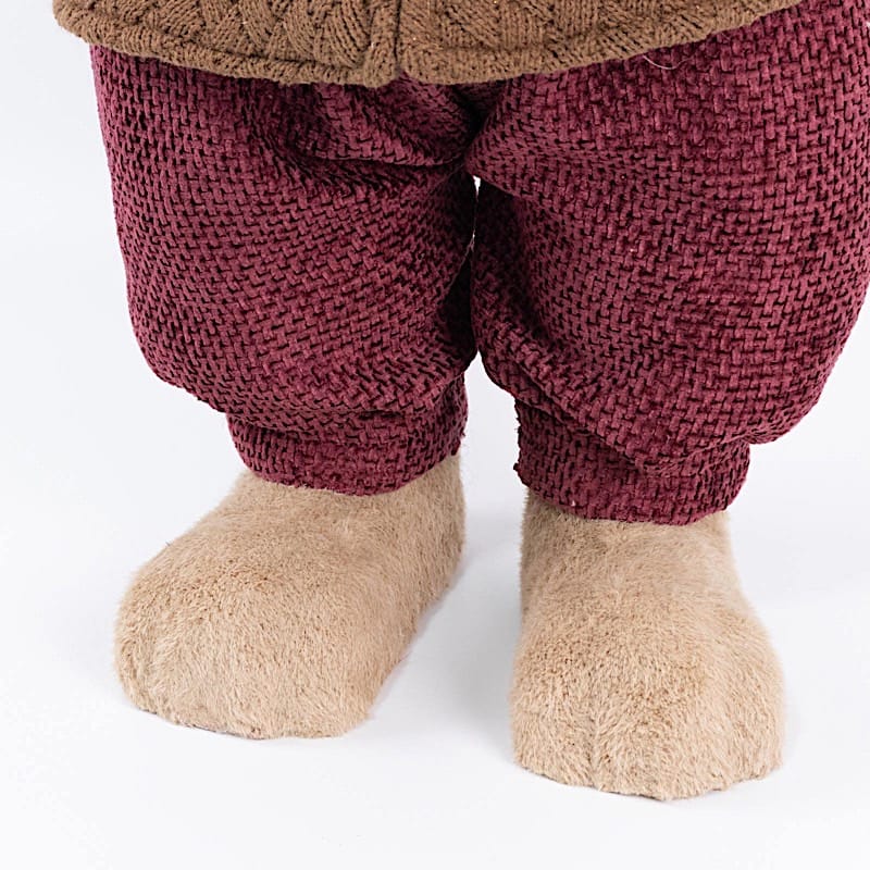 28" Boy Plush Teddy Bear Christmas Figurine with Knit Jackets