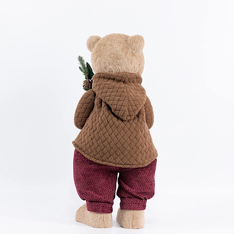28" Boy Plush Teddy Bear Christmas Figurine with Knit Jackets