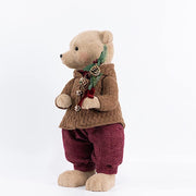 28" Boy Plush Teddy Bear Christmas Figurine with Knit Jackets