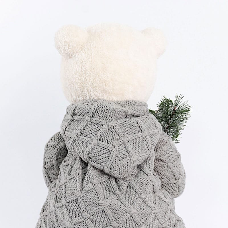 28" Boy Plush Teddy Bear Christmas Figurine with Knit Jackets