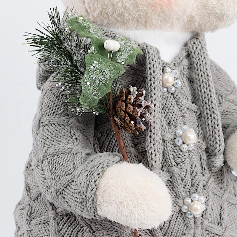 28" Boy Plush Teddy Bear Christmas Figurine with Knit Jackets