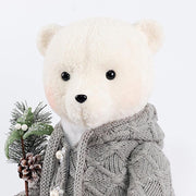 28" Boy Plush Teddy Bear Christmas Figurine with Knit Jackets