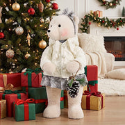 28" Girl Plush Teddy Bear Christmas Figurine with Knit Jackets