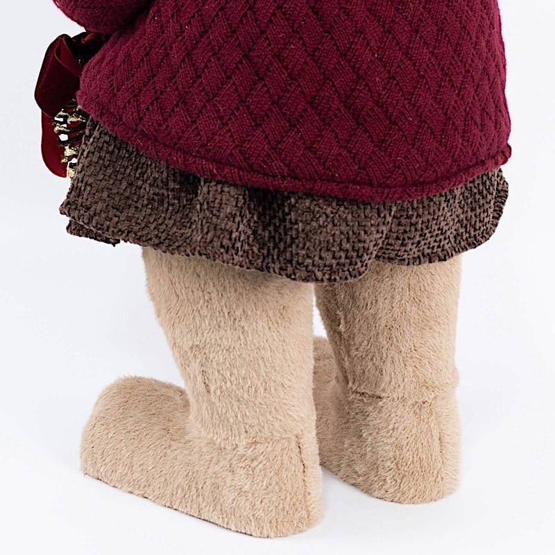 28" Girl Plush Teddy Bear Christmas Figurine with Knit Jackets