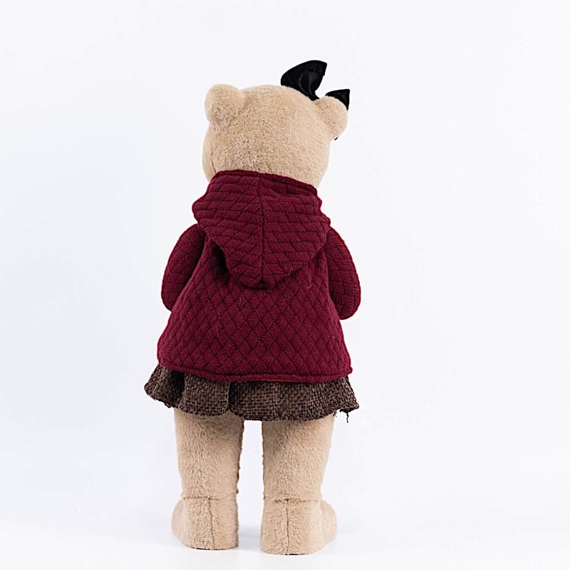 28" Girl Plush Teddy Bear Christmas Figurine with Knit Jackets