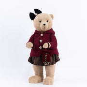 28" Girl Plush Teddy Bear Christmas Figurine with Knit Jackets