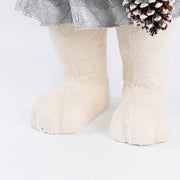 28" Girl Plush Teddy Bear Christmas Figurine with Knit Jackets