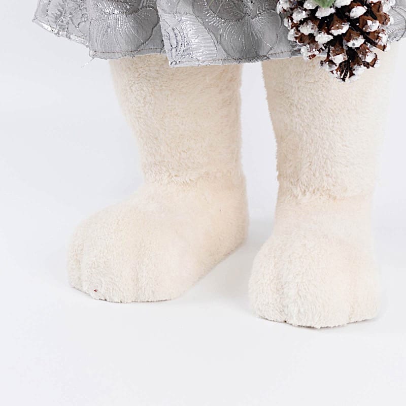 28" Girl Plush Teddy Bear Christmas Figurine with Knit Jackets