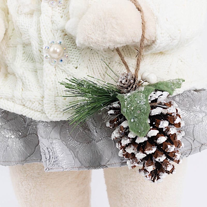 28" Girl Plush Teddy Bear Christmas Figurine with Knit Jackets