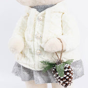28" Girl Plush Teddy Bear Christmas Figurine with Knit Jackets