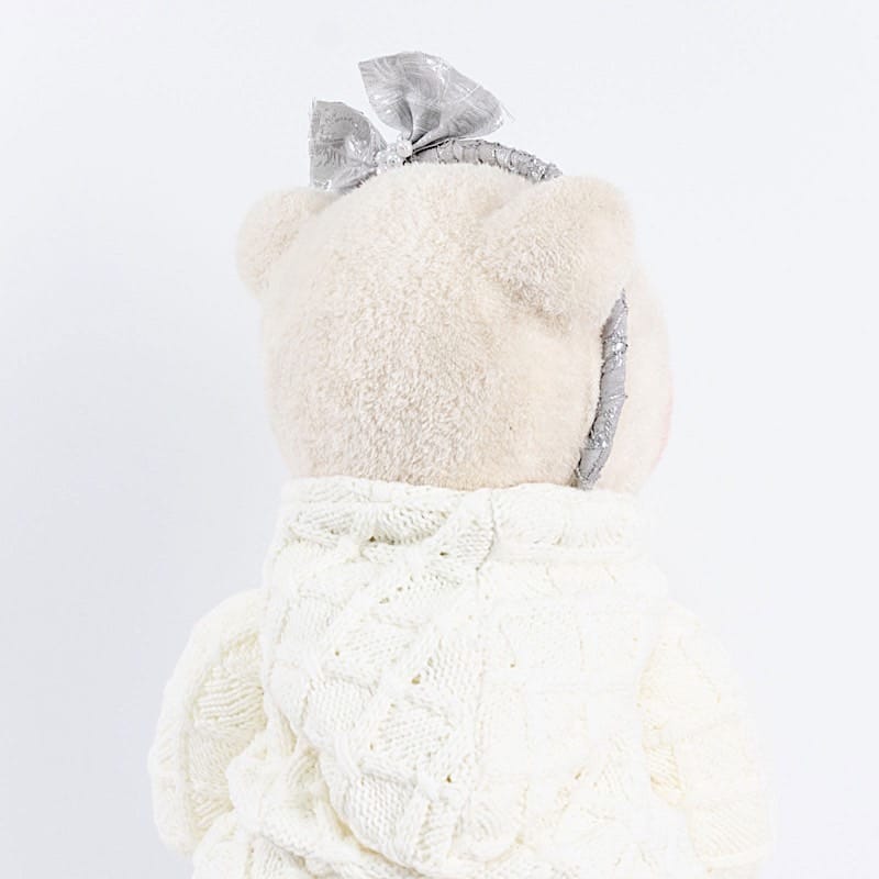 28" Girl Plush Teddy Bear Christmas Figurine with Knit Jackets