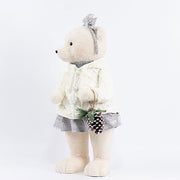 28" Girl Plush Teddy Bear Christmas Figurine with Knit Jackets